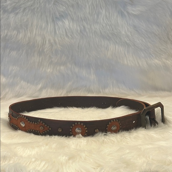 Rare Jeff Gallea Brown Leather Studded Belt with Studs Y2K Rare - Picture 7 of 8